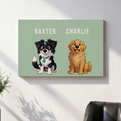 Custom Pet Portrait Thick Canvas — Personalized Pet Wall Art